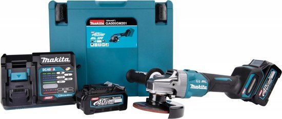 Makita GA005GM201 40V Accu Haakse Slijper Set (2x 4.0Ah) - 125mm - In Mbox