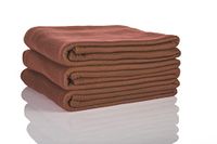 Glart 3 stuks Oeko Tex fleecedekens, chocoladebruin, 130 x 160 cm