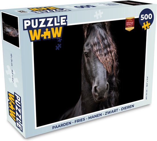 MuchoWow Puzzel Paarden - Fries - Manen - Zwart - Dieren - Legpuzzel - Puzzel 500 stukjes - Sinterklaas cadeautjes - Sinterklaas voor grote kinderen