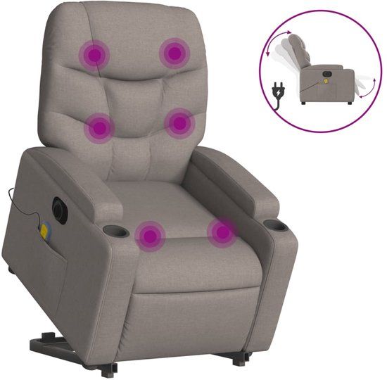 vidaXL Sta-op-massagestoel elektrisch verstelbaar stof taupe