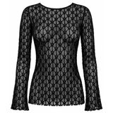 ONLY CARMAKOMA - CARAYA L/S O-NECK A-SLEEVE LACE TOP JRS Vrouwen Blazer/Colbert Zwart Viscose Maat 46-48