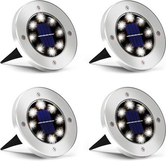 Igoods 4x LED Grondspots Solar Tuin Set- Tuinverlichting - Zonne Energie - Waterdicht - Milieuvriendelijke verlichting