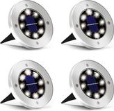 Igoods 4x LED Solar Ground Spot Set - Outdoor Garden Lighting - Solar Powered - Waterproof - White