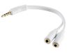 1aTTack.de 1x 0,2m - Witte headset Y-adapter, 3,5 mm TRRS-stekker naar 2x 4-polige jack-aansluiting, vergulde contacten, CTIA
