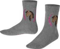 FALKE Horse gedessineerd katoen sokken kinderen grijs - maat 35-38