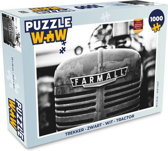 MuchoWow Puzzel Trekker - Zwart - Wit - Tractor - Legpuzzel - Puzzel 1000 stukjes volwassenen - Sinterklaas cadeautjes - Sinterklaas voor grote kinderen