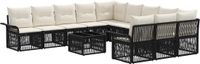 vidaXL - Tuinbank - Set - 11 zitplekken - Zwart - Polyrattan