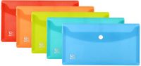 Oxford Documententas DIN lang, transparant kunststof, 5 kleuren, 5 stuks, blauw, geel, oranje, rood, groen