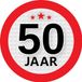 Bellatio Decorations 50 jaar leeftijd sticker - rond - Dia 9 cm - 50 jaar verjaardag - jubileum - leeftijd versiering
