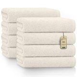 GREEN MARK Handdoeken Set 8 Stuks – 100% Katoen, Zacht en Zeer Absorberend, Premium Badhanddoeken voor Badkamer, Spa en Sportschool, 50 × 100 cm, Natuurlijk/Crème
