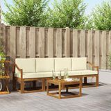 vidaXL - Acacia Hout Loungeset - 4 Zitplaatsen - Natuurlijk en Crème