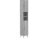 vidaXL Badkamerkast met Open Plank BREDA Grijs Sonoma 30 x 31 x 190 cm