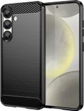 Techsuit Hoesje geschikt voor Samsung Galaxy S25 - Carbon Silicone Back Cover - Zwart