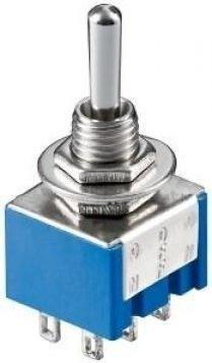 Goobay Miniatuur Tuimelschakelaar - AAN - UIT - AAN - 6 pinnen - Blauw