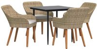 vidaXL Tuinset 5-delig Beige Polyrattan Eettafel Rechthoekig