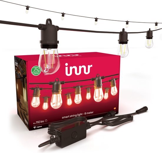 Innr Lichtsnoer Buiten 8m – Lichtslinger Buiten met 16 LED-lampjes – Smart Tuinverlichting werkt met Philips Hue* – Warm Wit Licht – ook voor Binnen