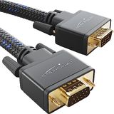 KabelDirekt VGA naar VGA kabel gevlochten – 1,5m | Full HD, verbindt pc met beeldscherm/projector, D-Sub 15, zwart