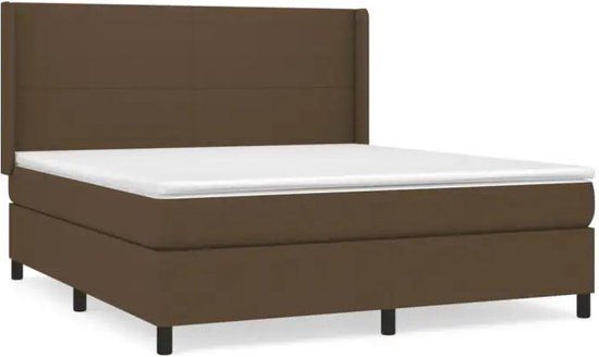 vidaXL Boxspring met matras stof donkerbruin 180x200 cm