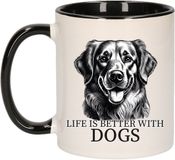 Bellatio Decorations Mok Golden Retriever - Zwart - Keramiek - 300 ml