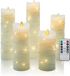 Unyqoos® Set van 5 LED-kaarsen met afstandsbediening en timerfunctie, wit, kunststof