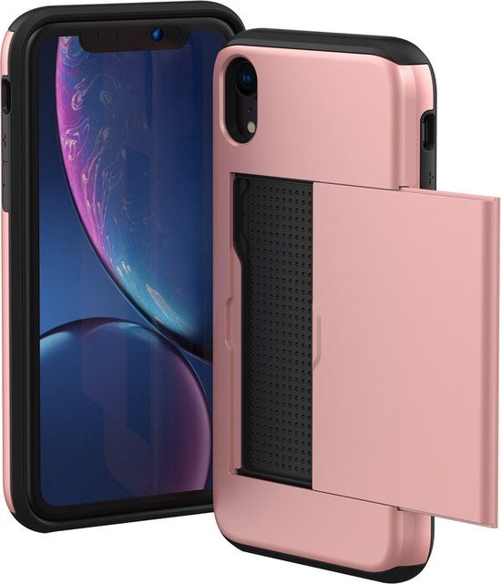 iMoshion iPhone XR Case - Back Cover with Card Holder - Rose Gold