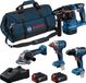 Bosch Blauw Bosch Professional 18V 4-delige Accu Gereedschapsset