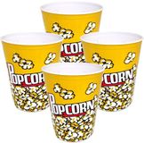Concorde Popcorn bak - 4x - geel/wit - kunststof - D24 cm - 6 liter - herbruikbaar