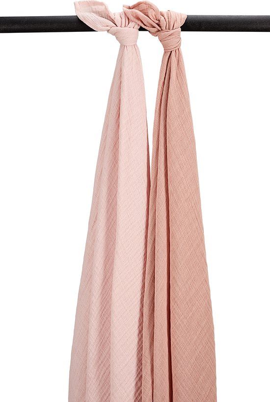 Meyco Baby Uni swaddle - 2-pack - pre-washed hydrofiel - soft rose/rose - 120x120cm