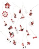HEMA 20 décorations de Noël en bois rouge (multi)