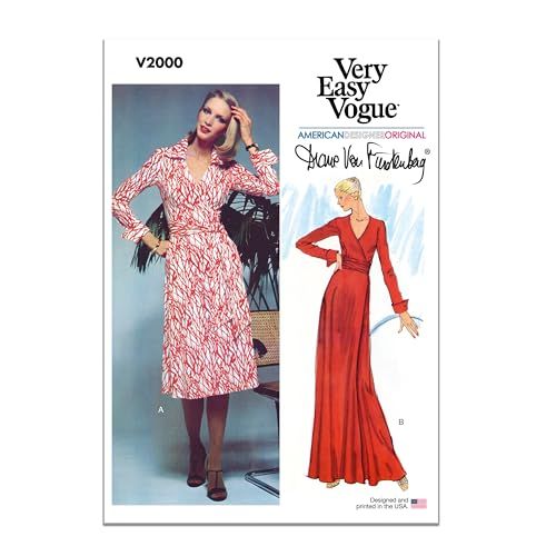 VOGUE V2000H5 Misses' DVF Wrap Dress by Diane von Furstenberg H5 (6-8-10-12-14) Multi