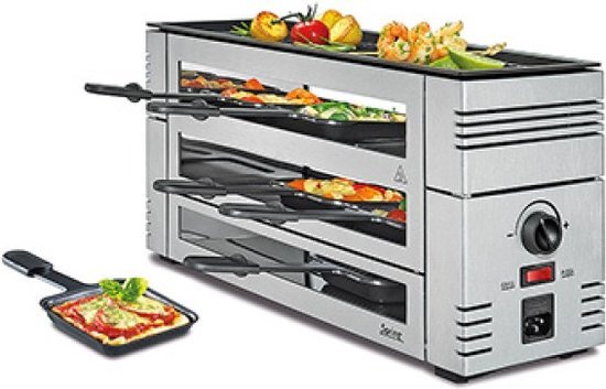 Spring Pizza Raclette 6, zilver, aluminium grillplaat, 6 personen