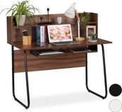Relaxdays Computer Desk with Storage - 109x120x60 cm - Brown/Black