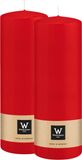 Wiedemann Bougie cylindrique/bougie pilier - 2x - rouge - 20 x 7 cm - 103 heures de combustion - bougies pilier