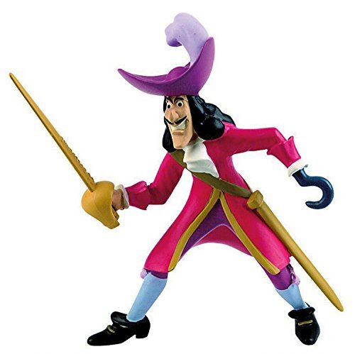Bullyland 12651 - speelfiguur, Walt Disney Peter Pan, kapitein Hook, ca. 9,4 cm, ideaal als taartfiguur, detailgetrouw, PVC-vrij, leuk cadeau voor kinderen om fantasierijk te spelen