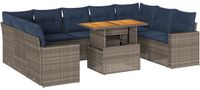 vidaXL 10-delige Loungeset met kussens, polyrattan, grijs