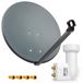 PremiumX Satellitenanlage, 80 cm Antenne, Anthrazit, Twin LNB, Weiß, 4x F-Anschluss