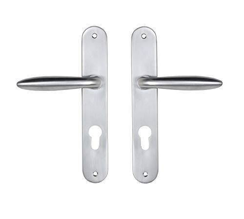 Bricard 984051 set met handgrepen van zamak, voor toegangsdeuren (voor Europese cilinders), zilverkleurig