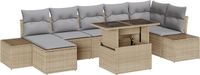 vidaXL Tuinbank Set 8-delig Beige Polyrattan
