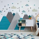 Ambiance-Sticker Muursticker voor kinderen, reuzendecoratie, Scandinavische bergen voor kinderkamer, Janeka, 55 x 110 cm, 1 stuk
