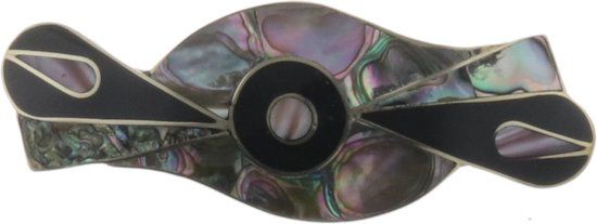 Behave Haarspeld Abalone Schelp Zwart/Multi/Zilver 9.5 cm