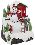 Feeric lights & Christmas Feeric Christmas Kerstdorp kerst tafereel - huis met sneeuwpop - met beweging en led verlichting - 26 cm
