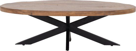 Giga Meubel Salontafel Mansour - Ovaal Bruin Hout - 130x70x40cm