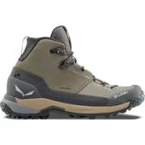 Salewa Puez Leather Mid PTX Dames Wandelschoenen Bruin/Grijs/Groen Maat 40