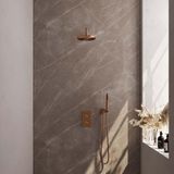 Brauer Copper Carving Thermostatische Regendoucheset Inbouw - Hoofddouche 20 cm - Gebogen Wandarm - 3 Weg - Handdouche Staaf - Doucheslang - Wandaansluitbocht