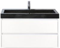 BES LED Dante Badmeubelset 100 cm - Wit Hoogglans - Wastafel Hardsteen Wit Lucca