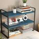 Omgoods - Organiseur de bureau en bois avec 2 étagères, noir et bleu