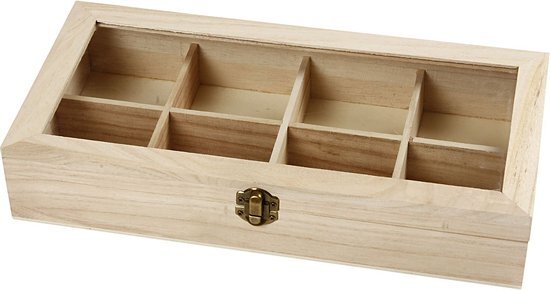 creotime Houten doos met glazen deksel, afm 32x16x6 cm, Keizerin boom, 1 stuk