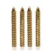 Anna's Collection LED dinerkaarsen - 4x st - goud - glimmend - 25 cm - swirl - 3D vlam