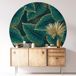 Botanique Sticker Mural Rond / Cercle - Motif Botanique - Diamètre 90 cm - Adhésif + Protection Mate