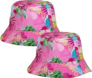 Merkloos / Sans marque Hawaii Vissershoedje / zonnehoedje Hawaii thema - 4x - voor volwassenen - roze - Tropisch